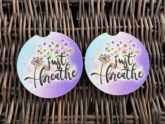 Just Breathe Car Coasters