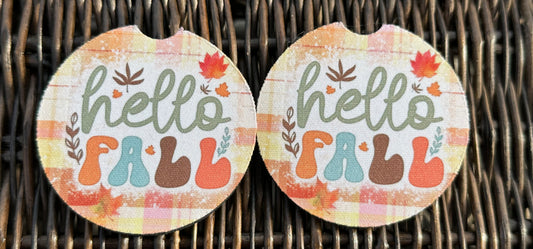 Hello Fall Car Coasters
