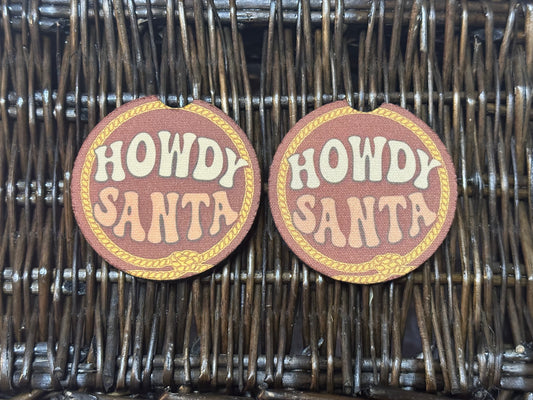 Brown Howdy Santa Car Coasters