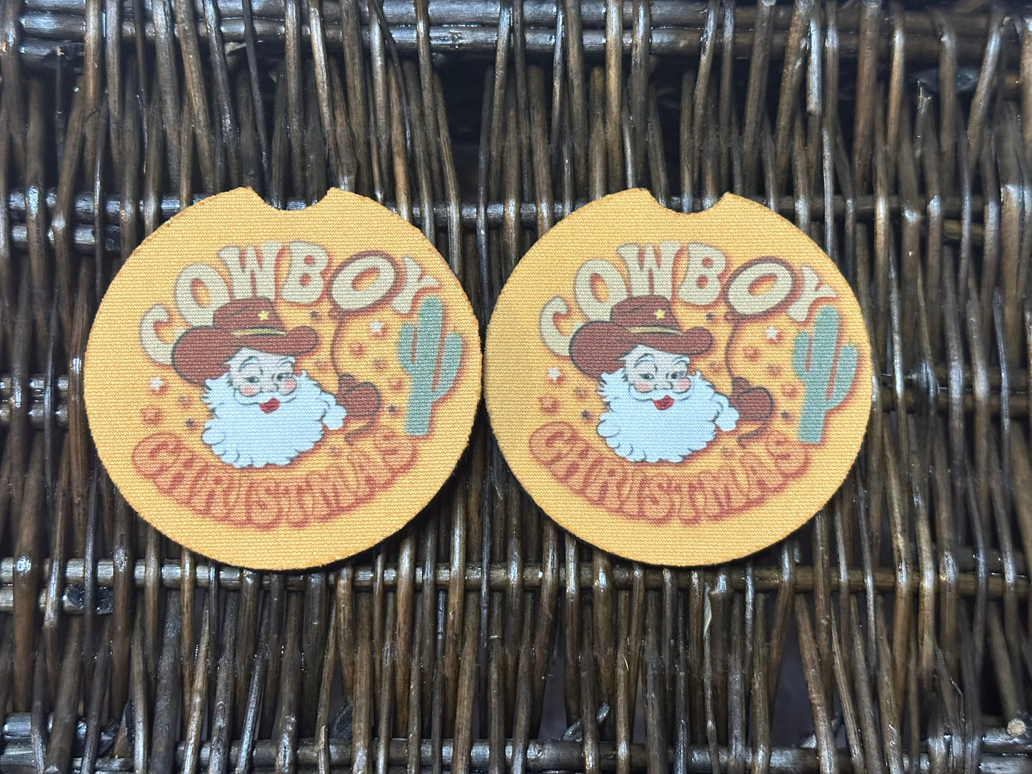 Cowboy Christmas Car Coasters