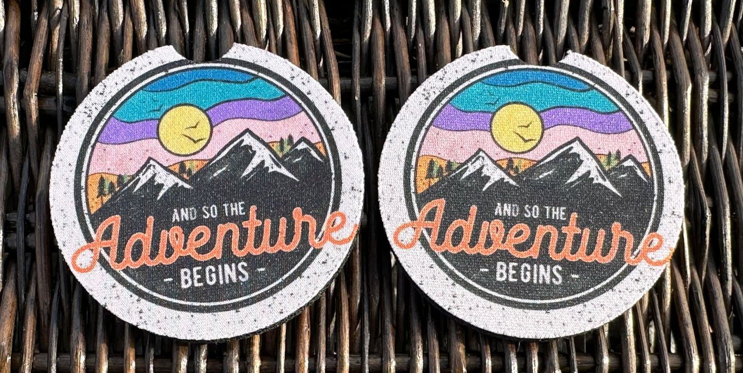 The Adventure Begins Car Coasters