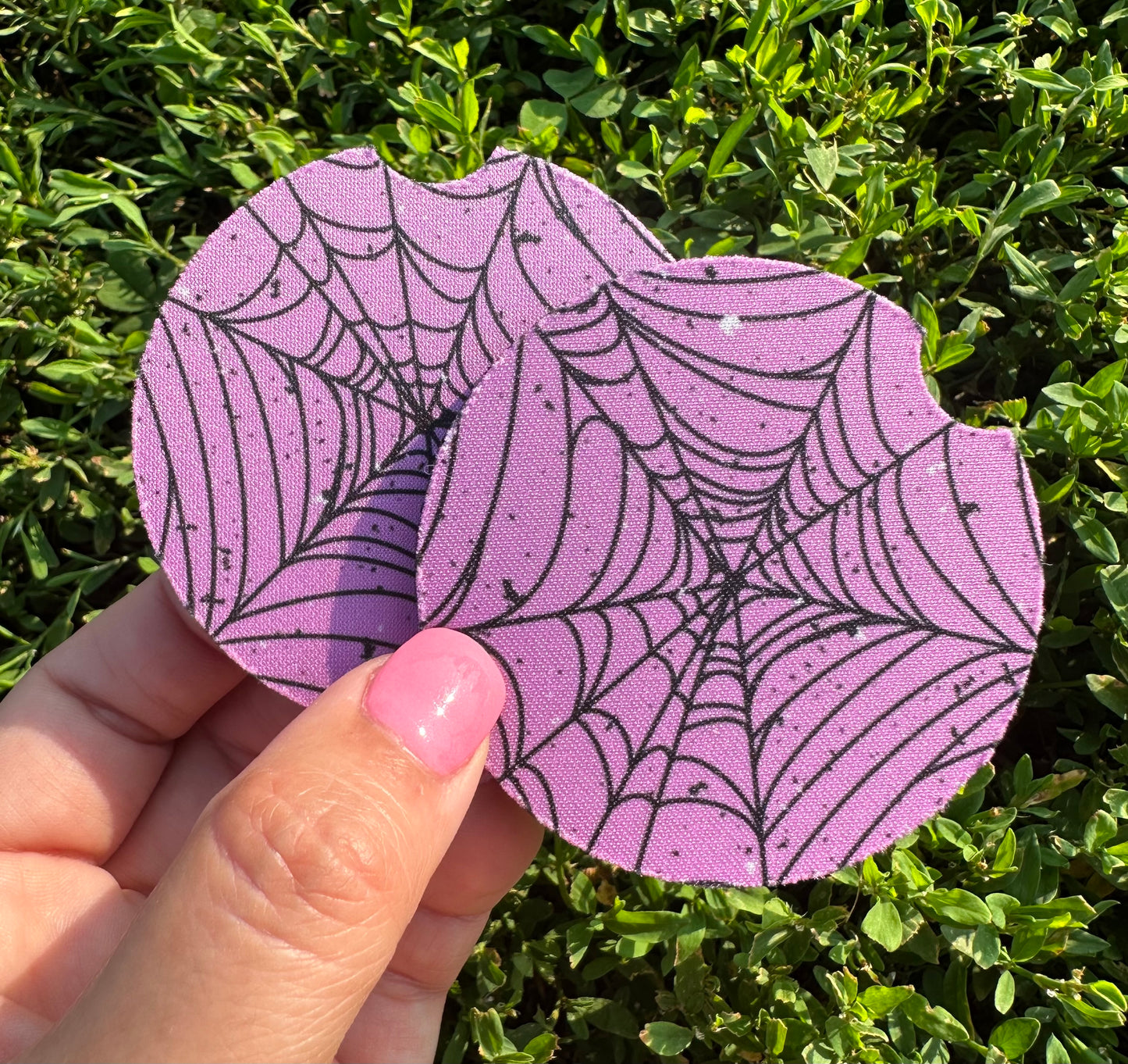 Purple Spider Web Car Coasters