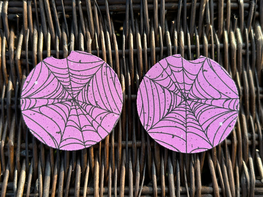 Purple Spider Web Car Coasters