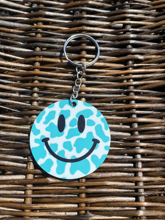 Blue Smiley Keychain